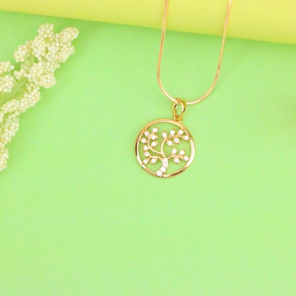 "Rose Gold Tree of Life Pendant with Sparkling Leaf Crystal Accents, XPPT1488 - Picture 5 of 13